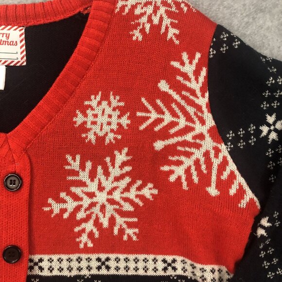 Ugly Christmas Sweater Cardigan snowflakes L - Picture 3 of 8